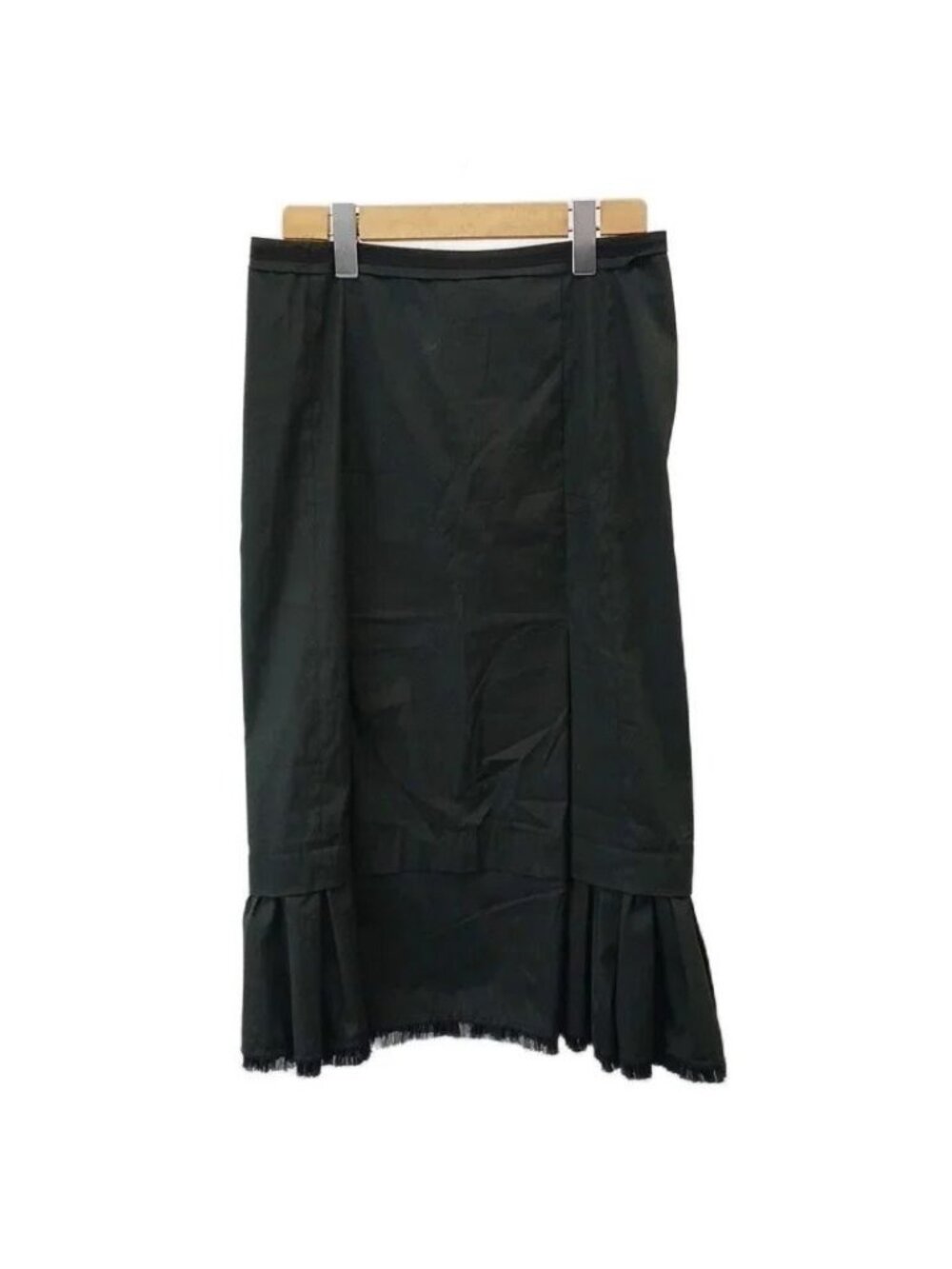 Prada Ruffle Skirt Long Length Nylon Blend Black 42